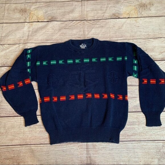 Vintage Sweaters - Vintage Woolrich Nautical Anchor Sweater Size Large